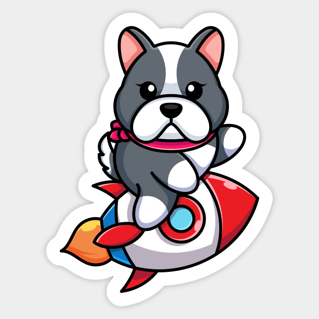 Cute dog riding rocket cartoon Sticker by Wawadzgnstuff